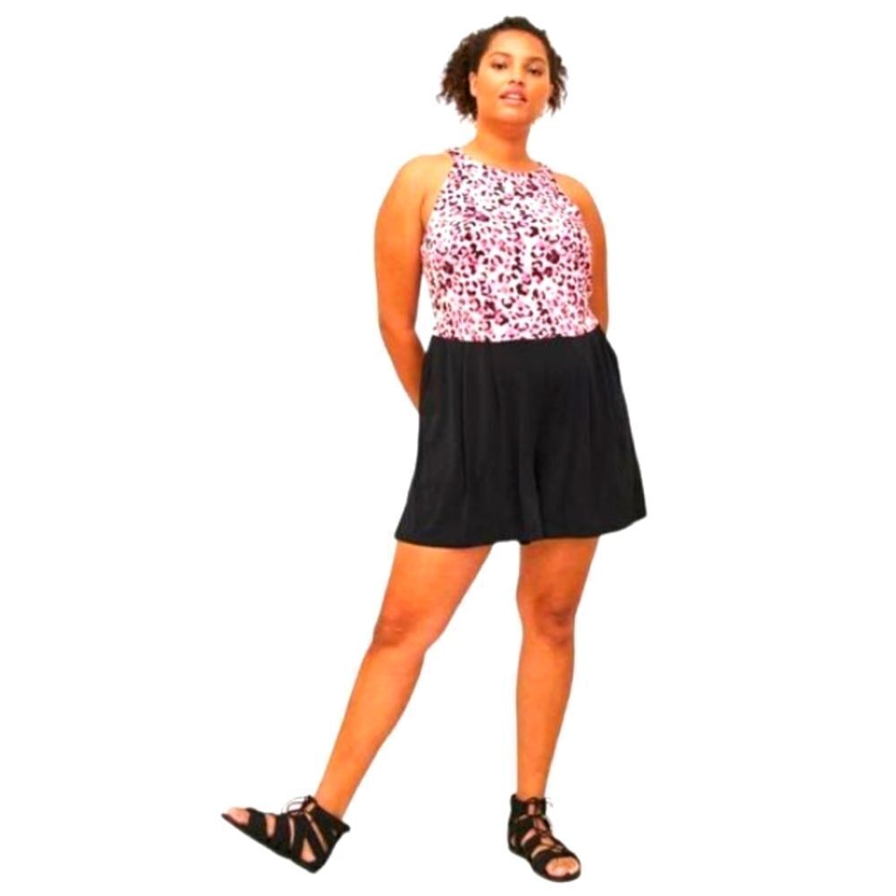 PRICE FIRM! NEW TORRID Plus Size Leopard Studio Knit Goddess Neck Romper.